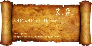 Kővári Hunor névjegykártya